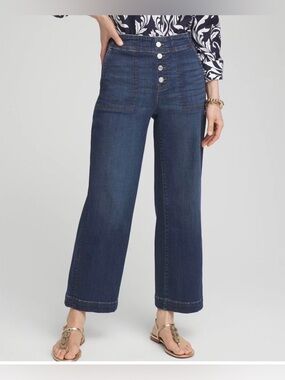 Chico’s: Dark Wash Wide-Leg Cropped Jean U.S. Size 8P (Chico’s Size 1P)